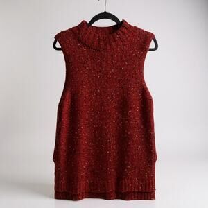 Abercrombie & Fitch Wool Blend Chunky Mock Neck sleeveless sweater vest Reds L